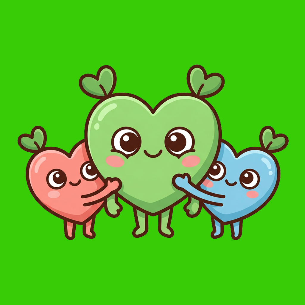 FamQuest app icon — a family of three hearts